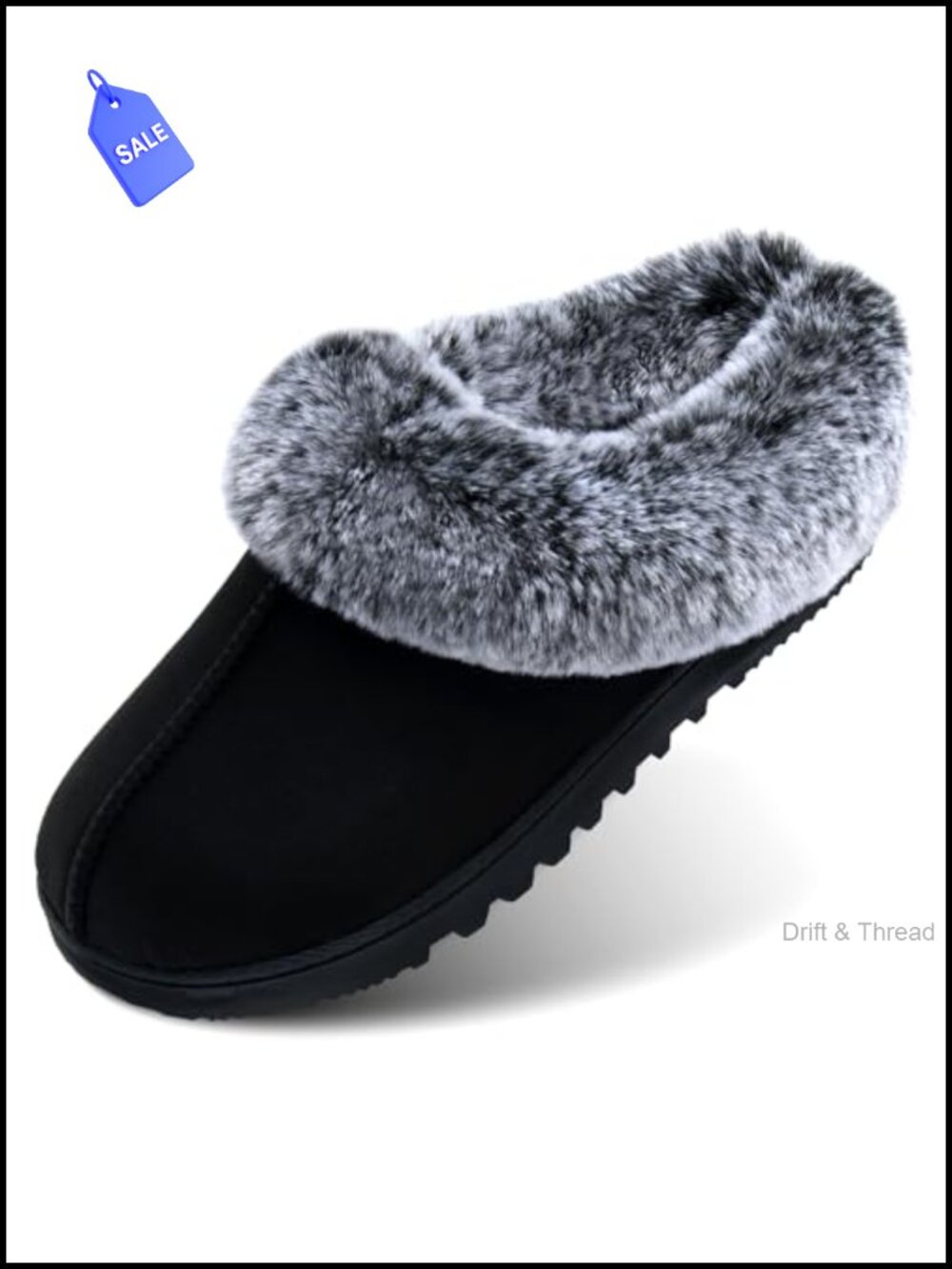Womens Memory Foam Slippers Faux Fur Collar Cozy Slip On House Shoes